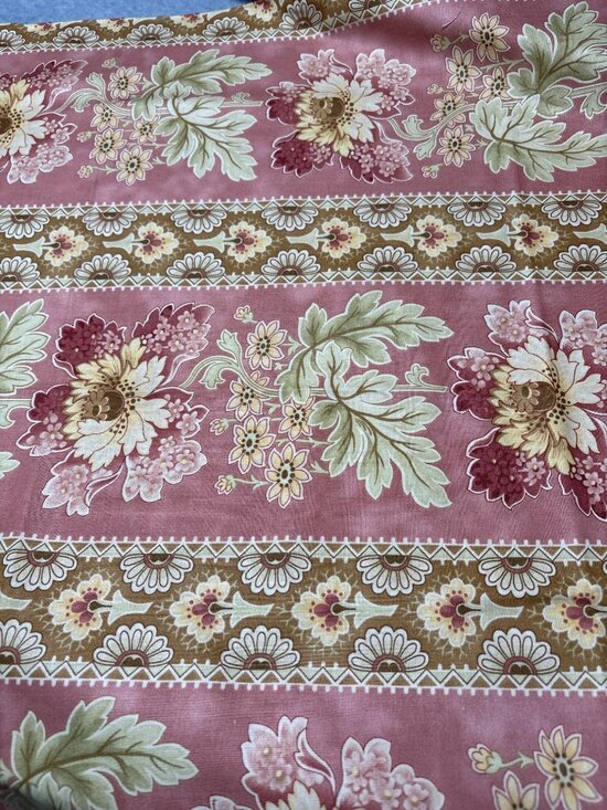Moda Other - 19" x 44" Pink Floral Striped Cotton Fabric by Blackbird Design Moda
